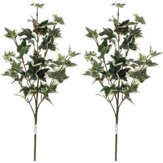 Kunstplant groen 2x Groen/geelbonte Hedera/klimop kunsttak 50 cm