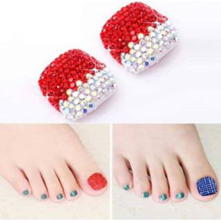 👉 Active Schoonheid>Nagel stickers 2 STKS Crystal Fake Nail Art Tips Strass Volledige Cover Teennagels Decals (NO: 31)