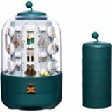 👉 Oorbel groen active Sieraden Display Stand Ketting Grote Capaciteit Opbergdoos, Specificatie: Vijflaags Roterende Binnenkern (Groen)
