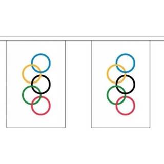 👉 Vlaggenlijn stoffen active slinger Olympische vlag 3 meter
