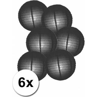 👉 Zwarte bol lampionnen 25 cm 6 stuks