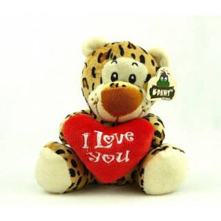 Pluche I love you luipaard knuffel bruin 14 cm speelgoed