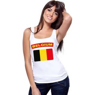 👉 Tanktop wit Belgie vlag wit dames
