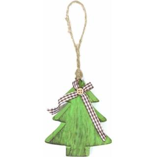 👉 Kerstboom groen polyester hanger 11 cm