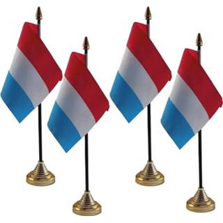 👉 4x Polyester Nederlandse vlag en standaard voor op bureau 10 x 15 cm
