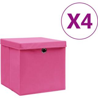 👉 Opbergbox active roze Opbergboxen met deksels 4 st 28x28x28 cm 8720286087213