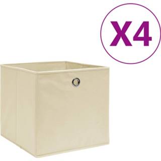 👉 Opbergbox stof crème Vidaxl Opbergboxen 4 St 28x28x28 Cm Nonwoven 8720286087329