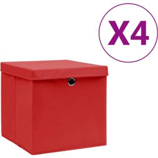 👉 Opbergbox rood stof Vidaxl Opbergboxen Met Deksels 4 St 28x28x28 Cm 8720286087374