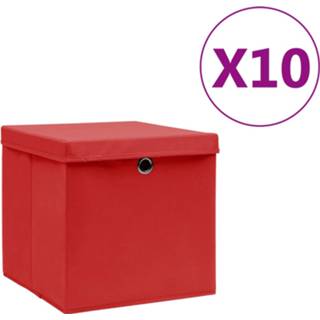 👉 Opbergbox rood stof Vidaxl Opbergboxen Met Deksels 10 St 28x28x28 Cm 8720286087398