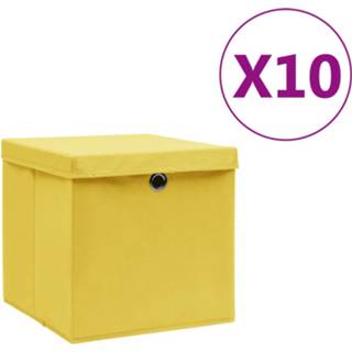 👉 Opbergbox geel active Opbergboxen met deksels 10 st 28x28x28 cm 8720286087435