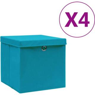 👉 Opbergbox stof blauw baby's Vidaxl Opbergboxen Met Deksels 4 St 28x28x28 Cm Babyblauw 8720286087497