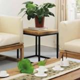 👉 Smeedijzer houten active Vintage Europese en Amerikaanse stijl tuin multifunctionele smeedijzeren salontafel (55x55x55cm)