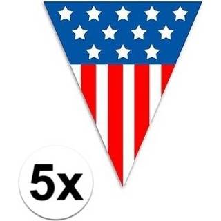 👉 5x Vlaggenlijn Amerika 5 meter
