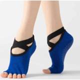 👉 Sokken hemelsblauw antislip active schoenen Kanten yogasokken Vijfvinger Sport Katoenen Modieuze danssokken met open teen, maat:één maat (hemelsblauw)