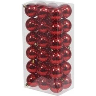 👉 Kerstbal kunststof active rood 36x kerstballen glanzend 6 cm kerstboom versiering/decoratie