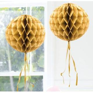 👉 Honeycomb bal goud go active 1x stuks ballen/bollen 30 cm versieringen