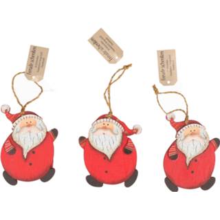 👉 Hanger houten active kerstboomversiering kerstman hangertjes 10 cm