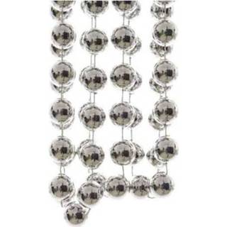 👉 Kerst boom zilver active XXL kralen guirlandes 270 cm kerstboom versiering/decoratie 2 stuks
