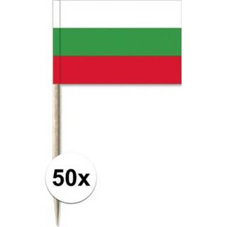 👉 Wit groen rode multi papier active 50x Wit/groen/rode Bulgaarse cocktailprikkertjes/kaasprikkertjes 8 cm