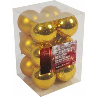 👉 Kerstbal gouden active kerstballen onbreekbaar 12x stuks 6 cm