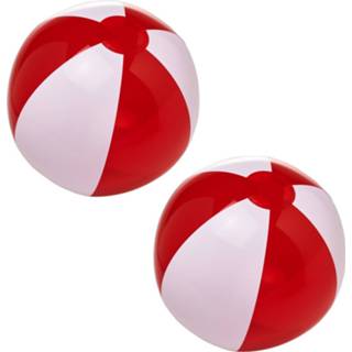 👉 Strandbal rood wit 2x Stuks Opblaasbare Strandballen Rood/wit 30 Cm - Buitenspeelgoed Waterspeelgoed Opblaasbaar 8720276284271