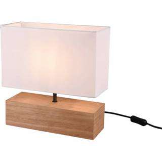 👉 Tafellamp hout wit Trio Woody 30 Cm E27 60w Naturel 4017807470819