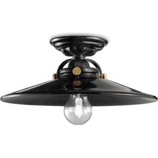 👉 Plafond lamp glanzend zwart zwarte keramische plafondlamp Edoardo, 31 cm