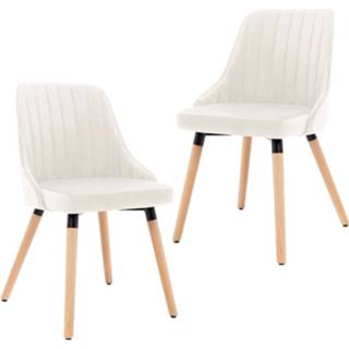 👉 Eetkamerstoel fluweel active Eetkamerstoelen 2 st crème 8720286051375