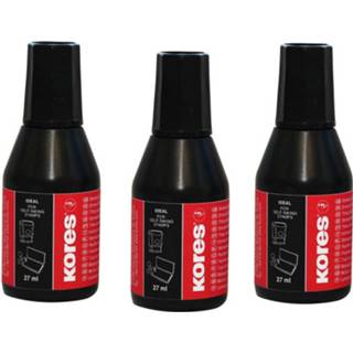👉 Flesje inkt zwart kunststof 3x Flesjes Voor Stempelkussen 27 Ml 8720276876261