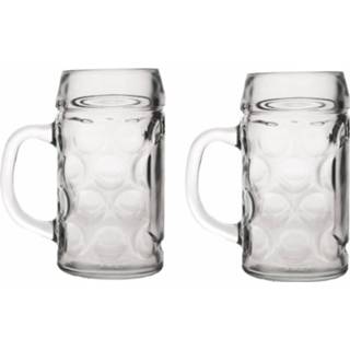 👉 Bierpul glas transparant Oktoberfest 2x Bierpullen/bierglazen Van 1 Liter Bierglazen - Bierfeest Bierglas 8720147446432