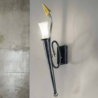 👉 Wand lamp klein gepatineerd zwart-zilver Wandlamp F IMPERO,