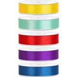 👉 La active rood geel paars 5x rollen satijnlint geel-mint-rood-paars-blauw 1,2 cm x 25 meter