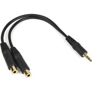 👉 Adapterkabel zwart active StarTech 3,5mm (m) - 2x Stereo Jack (v) Splitter Verguld 0,2 meter