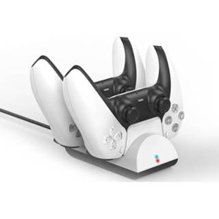 👉 Oplaadstation zwart wit active PlayStation 5 dubbel met 1 meter USB-C oplaadkabel - Zwart/Wit 4040849527654