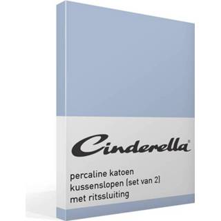 👉 Kussenslop percaline katoen Percal blauw Cinderella Basic Kussenslopen (Set Van 2) - 100% 40x80 Cm Sapphire 8719002108929