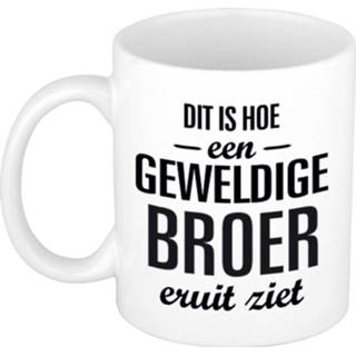 Koffiemok active wit Geweldige broer cadeau / theebeker 300 ml