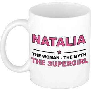 👉 Koffiemok multi keramiek vrouwen Namen / theebeker Natalia The woman, myth supergirl 300 ml