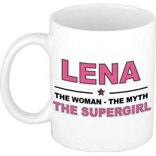 Koffiemok multi keramiek vrouwen Namen / theebeker Lena The woman, myth supergirl 300 ml