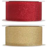 👉 Gouden active rood 2x Hobby/decoratie en sierlinten met glitters 3 cm/30 mm x 5 meter