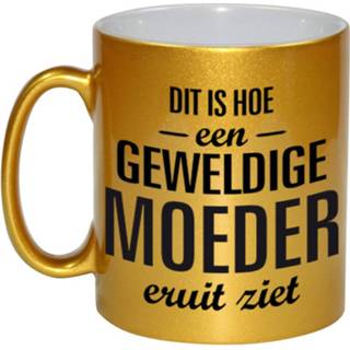 👉 Koffiemok gouden active geweldige moeder cadeau / theebeker 330 ml