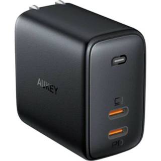 👉 Thuislader zwart active Aukey dubbele USB-C Voedingsadapter 65W -