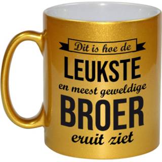 👉 Koffiemok gouden volwassenen leukste en meest geweldige broer cadeau / theebeker 330 ml