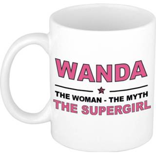 👉 Koffiemok multi keramiek vrouwen Namen / theebeker Wanda The woman, myth supergirl 300 ml