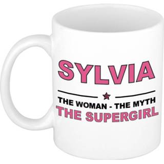 👉 Koffiemok multi keramiek vrouwen Namen / theebeker Sylvia The woman, myth supergirl 300 ml