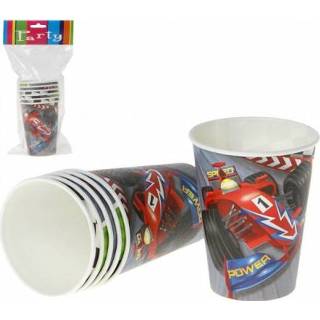 👉 Beker karton active kinderen 6x stuks Formule 1 race kinderfeest bekers van