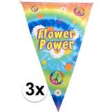 👉 3x Hippie feest vlaggenlijn flower power 5 meter