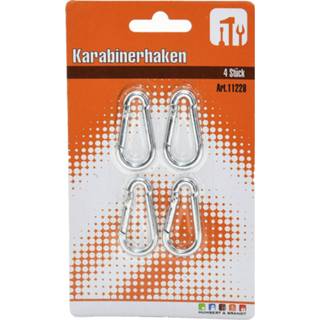 👉 Karabijn haak active 4x stuks snaphook / karabijnhaak snaphooks 4 cm