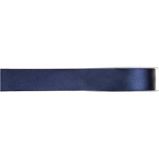 👉 One Size marine 1x Hobby/decoratie navyblauwe satijnen sierlinten 1 cm/10 mm x 25 meter - Cadeaulint satijnlint/ribbon Striklint linten navy 8720276815789