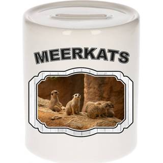 👉 Spaarpot active kinderen Dieren stokstaartje - meerkats/ stokstaartjes spaarpotten 9 cm