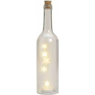 Active Glazen decoratie flessen met sterren inclusief verlichting 29 x 7 cm